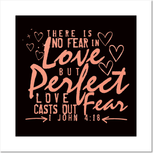 There is no Fear in Love Valentines Bible Verse Typograpy Design Posters and Art